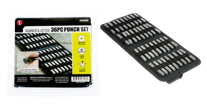 36Pc - Number & Letter Punch Set in Canvas Storage Pouch