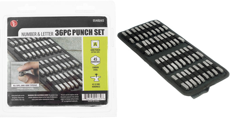 36Pc - Number & Letter Punch Set in Canvas Storage Pouch