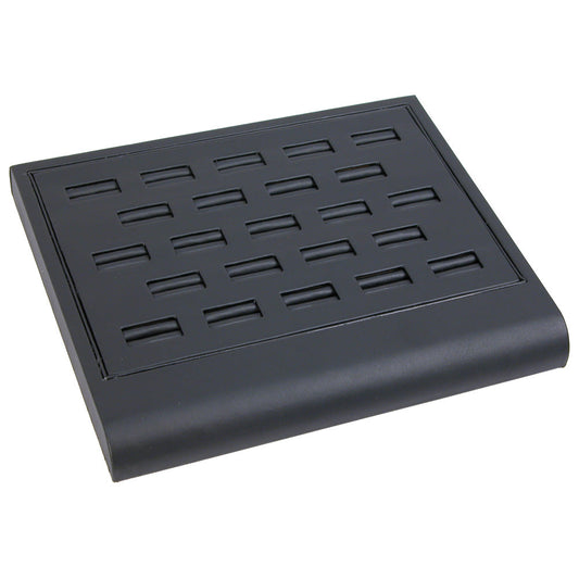 Curved Front Display Trays — Pendant/Earring (21-Slot) — Black Faux Leather