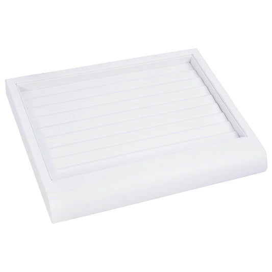 Curved Front Display Trays — Earring (40-Slot) — All White Faux Leather