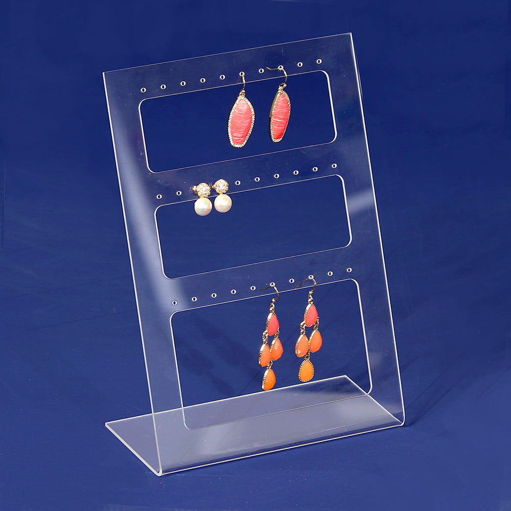 Multiple Acrylic Earring Displays Stand — Up to 15 Pr — 6 x 8 1/8" H — Clear
