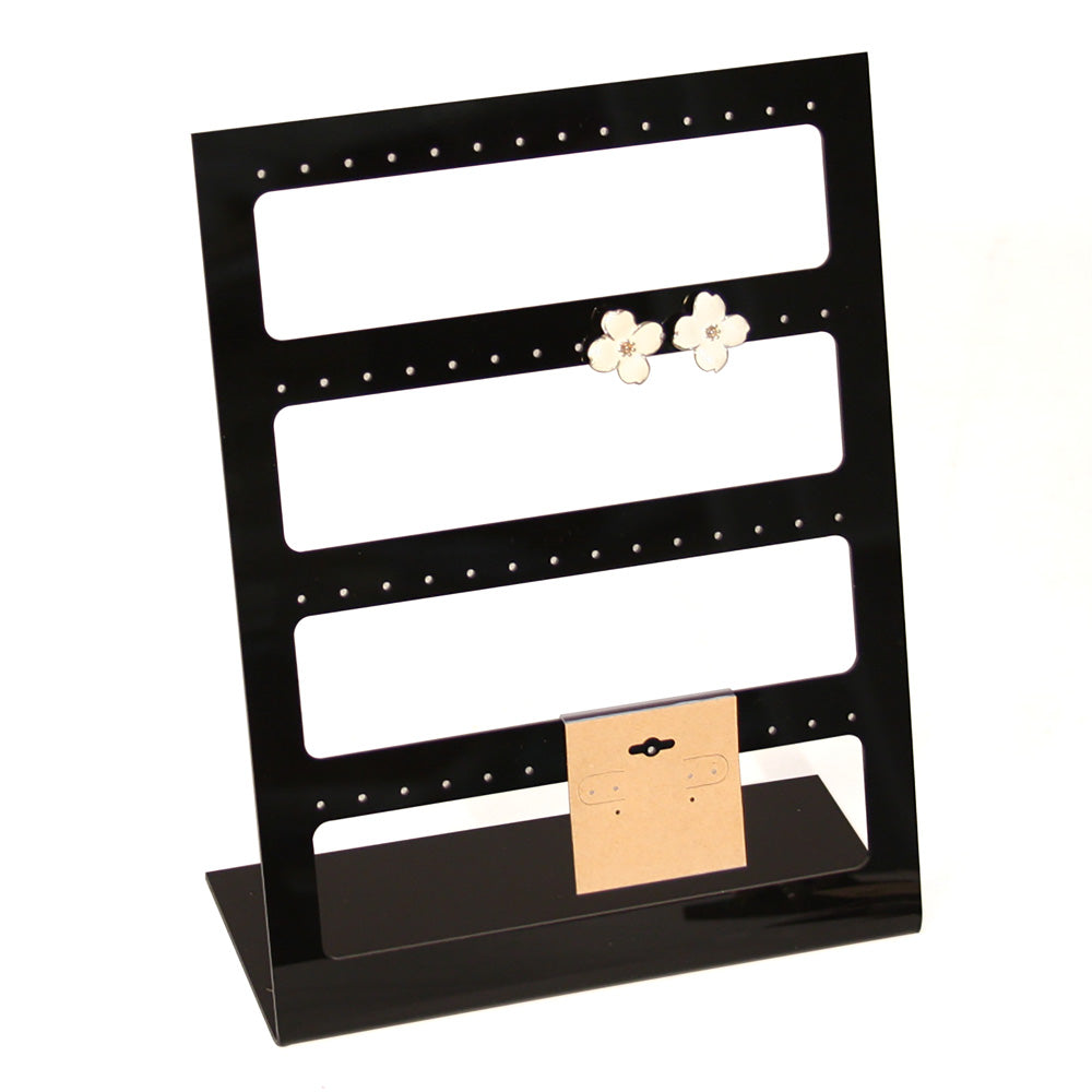 Multiple Acrylic Earring Displays Stand — Up to 28 Pr — 6 x 11 7/8" H — Black