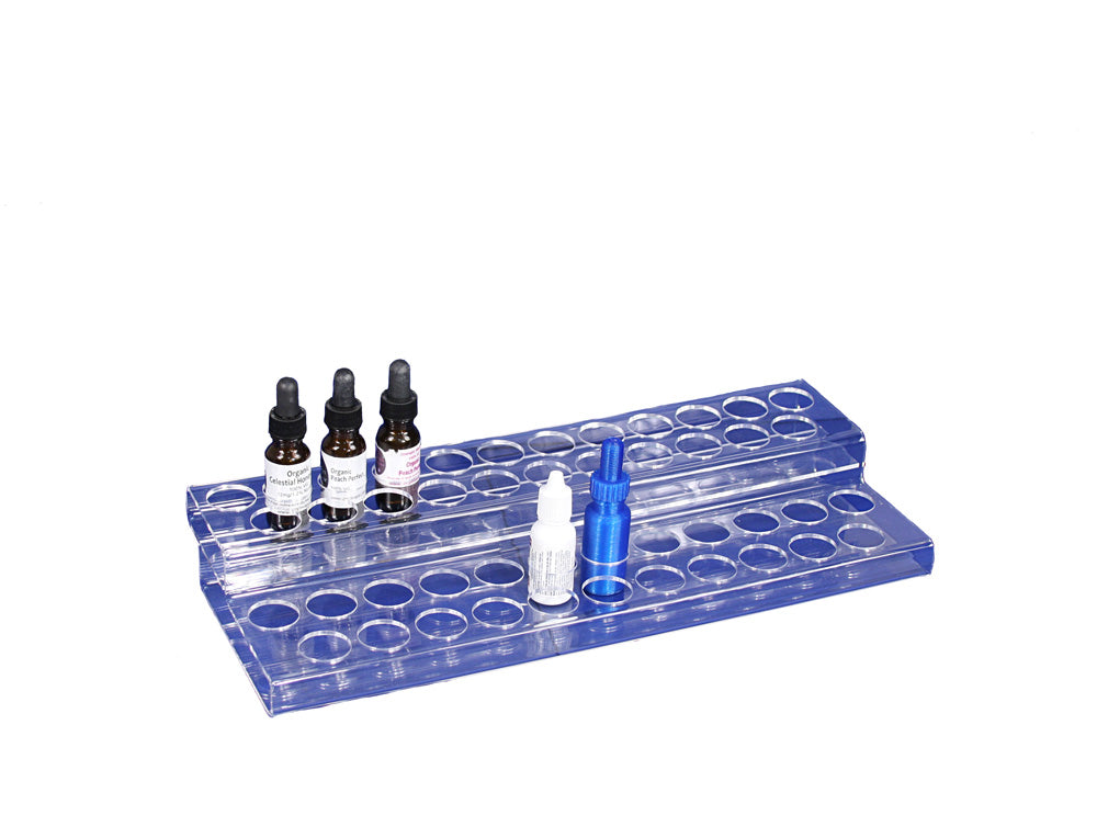 Multi-Purpose Acrylic Stand — 2-Tier, up to 46 Bottles — 1" Dia. — 15 3/8 x 6 1/4 x 2 1/8" H (390 x 159 x 54mm) — Clear