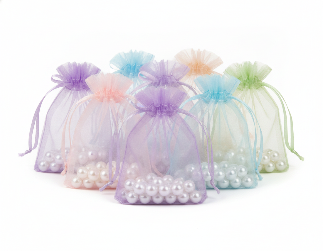 Sheer Organza Drawstring Pouch — Assorted Mixed — 2.75 x 3 in