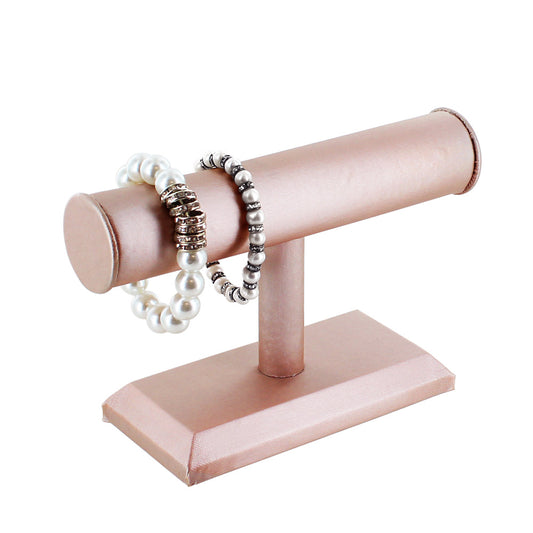 Round Shape Single T-Bar — A — 7 1/2 x 5" H — Steel Pink Faux Leather