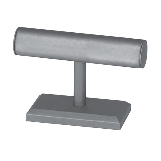 Round Shape Single T-Bar — A — 7 1/2 x 5" H — Steel Grey Faux Leather