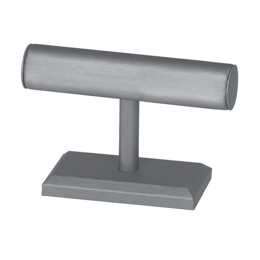 Round Shape Single T-Bar — B — 12 x 6 3/4" H (305 x 170mm) — Steel Grey Faux Leather