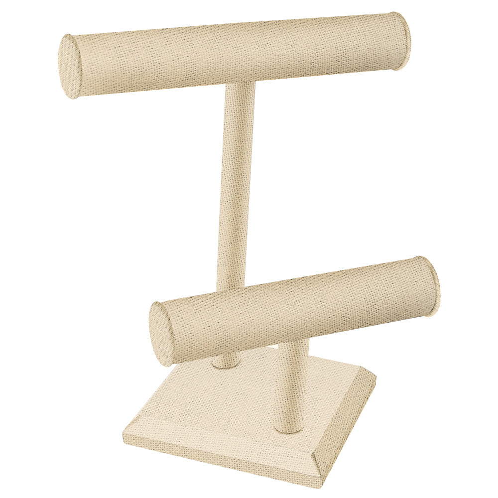 Round Shape Double & Triple T-Bar — G — Double, 9 3/8 x 10 7/8" H (238 x 276mm) — Beige Linen