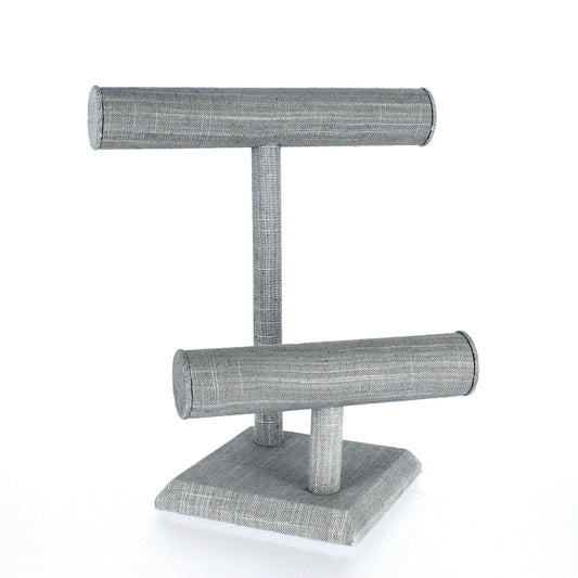 Round Shape Double & Triple T-Bar — G — Double, 9 3/8 x 10 7/8" H — Grey Linen