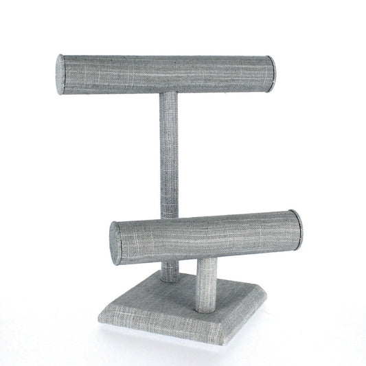 Round Shape Double & Triple T-Bar — F — Double, 10 1/8 x 8 1/4" H (255 x 210mm) — Grey Linen