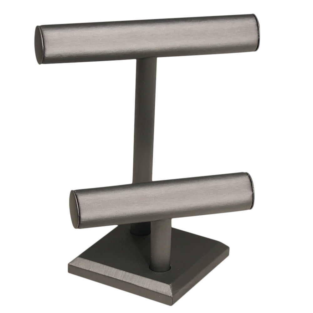 Round Shape Double & Triple T-Bar — G — Double, 9 3/8 x 10 7/8" H (238 x 276mm) — Steel Grey Faux Leather