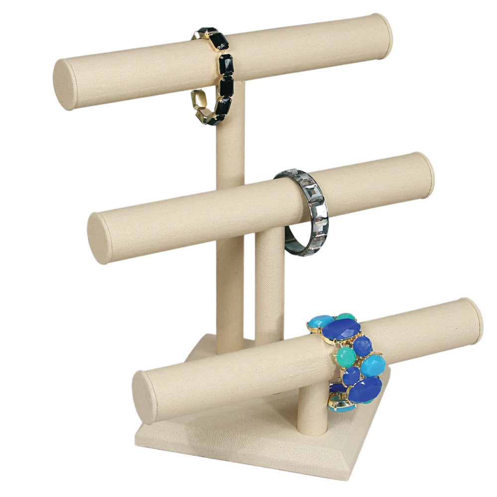 Round Shape Double & Triple T-Bar — H — Triple, 12 x 12 3/4" H (305 x 324mm) — Beige Linen