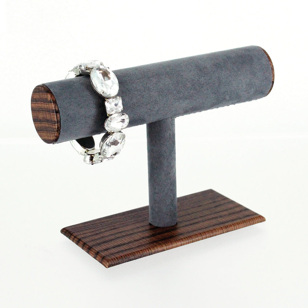 Economic Single T-Bar — 7 1/4 x 5" H (185 x 127mm) — Grey Suede w/ Wood Grain Trim