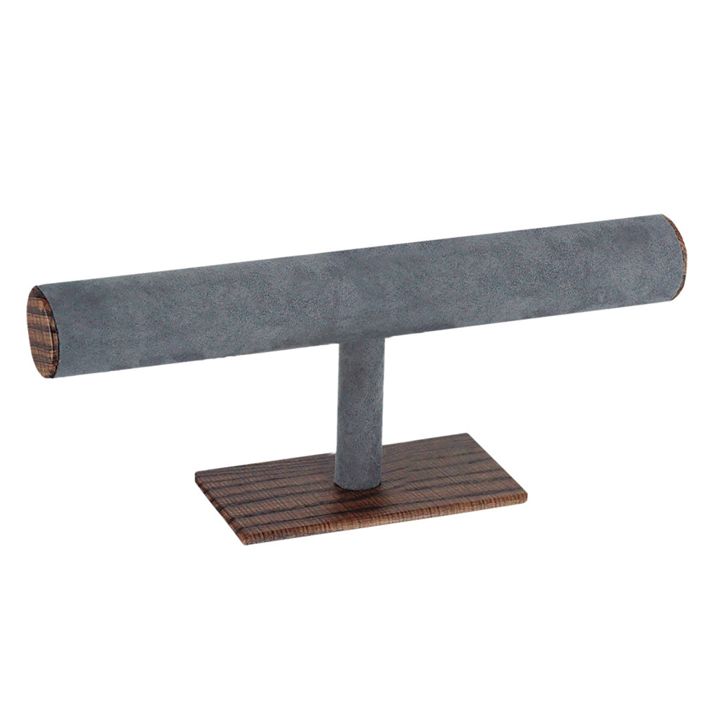 Economic Single T-Bar — 12 x 5" H (305 x 127mm) — Grey Suede w/ Wood Grain Trim