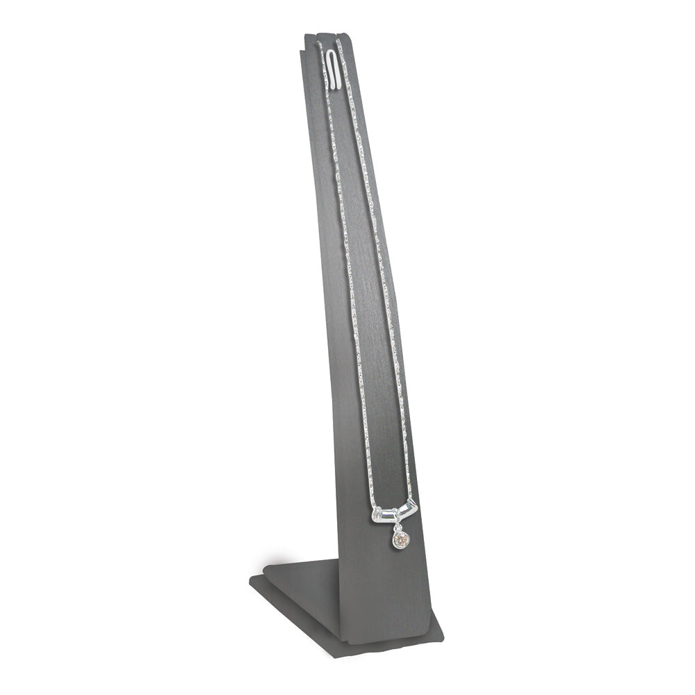 Necklace/Bracelet Stand — Steel Grey Faux Leather
