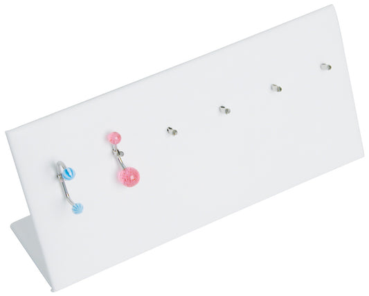 Body Jewelry Stands — 6 Hooks — 6 x 2 5/8" H — White Faux Leather