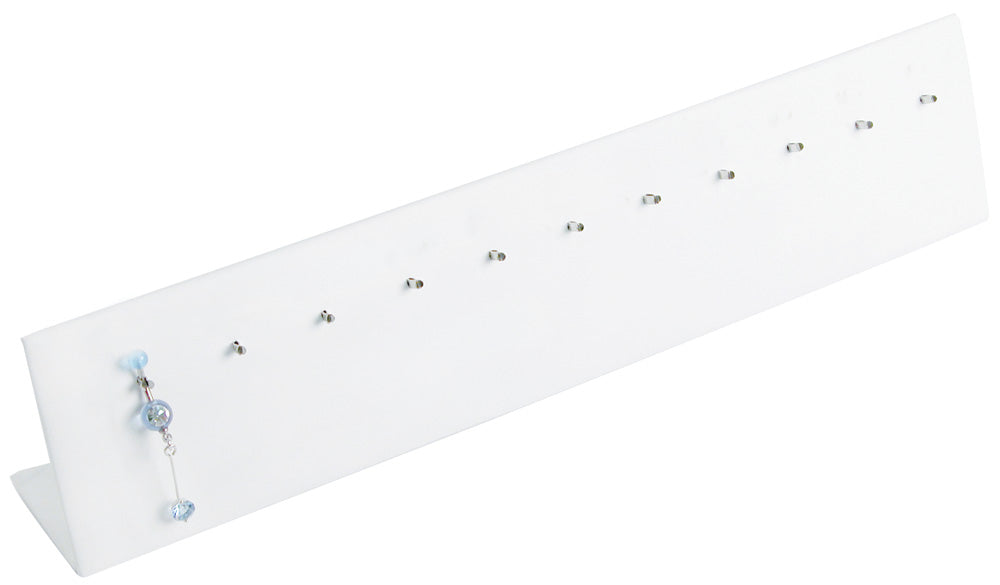 Body Jewelry Stands — 12 Hooks — 12 x 2 5/8" H (302 x 67mm) — White Faux Leather