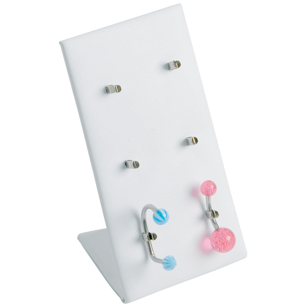 Body Jewelry Stands — 6 Hooks — 1 3/4 x 2 3/4" H (45 x 70mm) — White Faux Leather