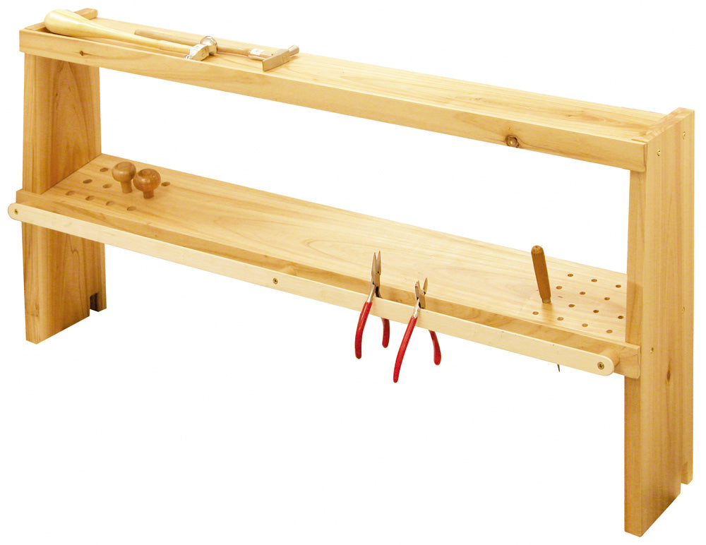 Benchtop Storage Shelves — 2 Shelves — 33 3/4″ x 7 1/8″ x 17 1/4″ H — Natural Wood