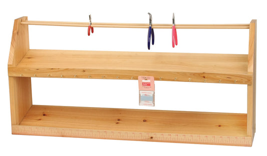 Benchtop Storage Shelves — w/ Ruler — 33 3/4″ x 7 1/4″ x 16″ H — Natural Wood