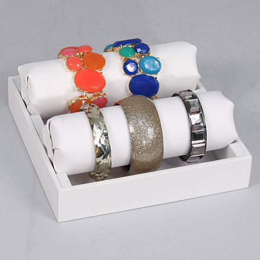 Round Tube Tray — White Faux Leather