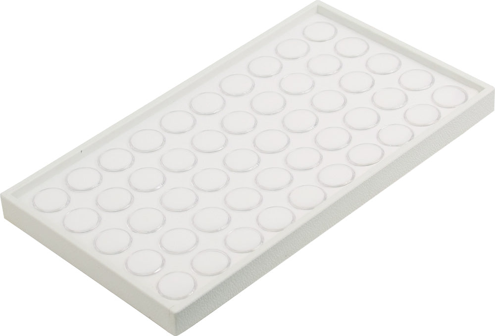 Stackable Plastic Trays with 50 Gem Jars — White Tray w/ White Foam