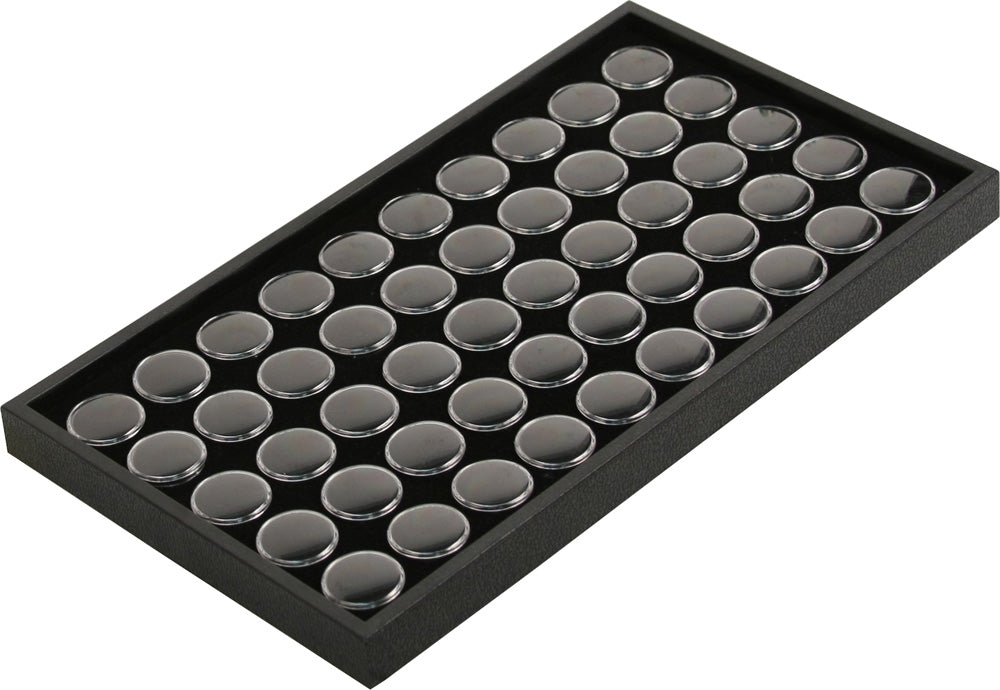 Stackable Plastic Trays with 50 Gem Jars — Black Tray w/ Black Foam