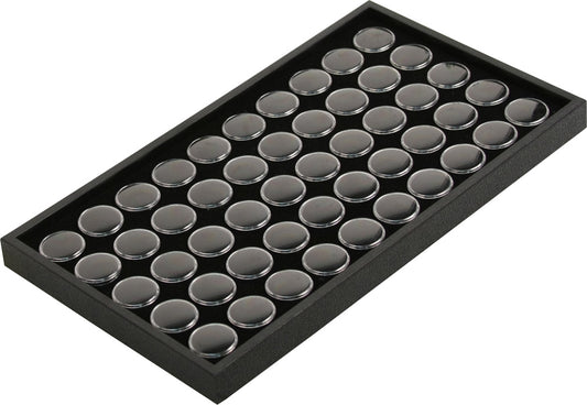 Stackable Plastic Trays with 50 Gem Jars — Black Tray w/ Black Foam