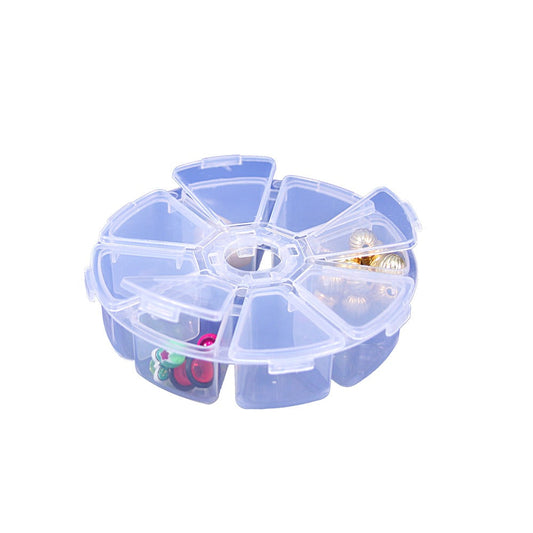 Plastic Storage Organizers with Lids — 12 Adjustable Dividers — 9 7/8 x 7 1/8 x 1 1/2" H (250 x 180 x 38mm) — Frosted Clear