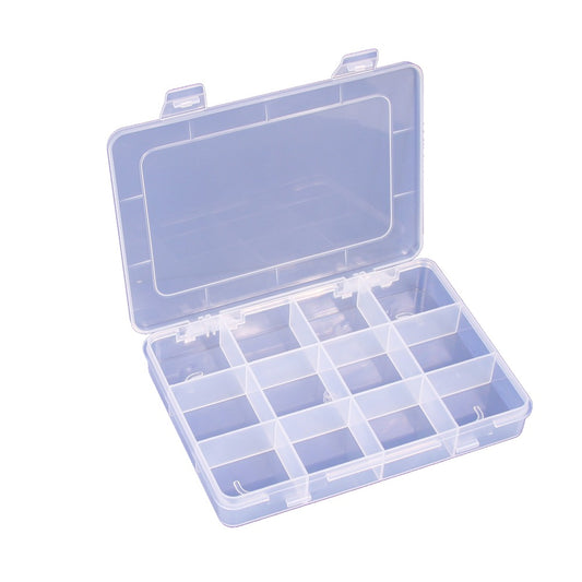 Plastic Storage Organizers with Lids — 12 Compartments — 7 1/4 x 5 1/2 x 3/4" H — Frosted Clear