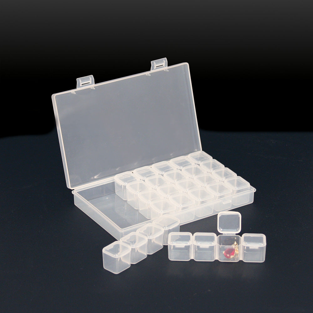 28-Compartment Case with Lids — Frosted Clear
