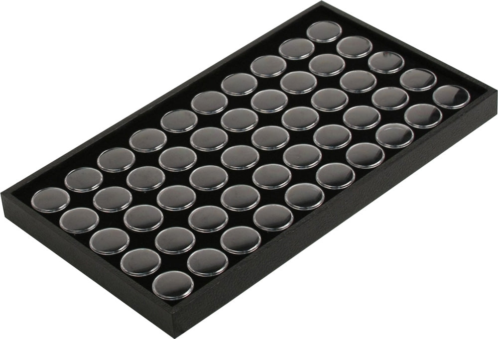 Wooden Trays with 50 Gem Jars — Black Tray w/ Black Foam