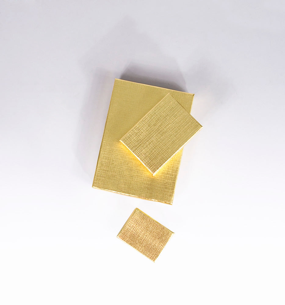Deluxe Embossed Cotton-Filled Box - Gold Linen