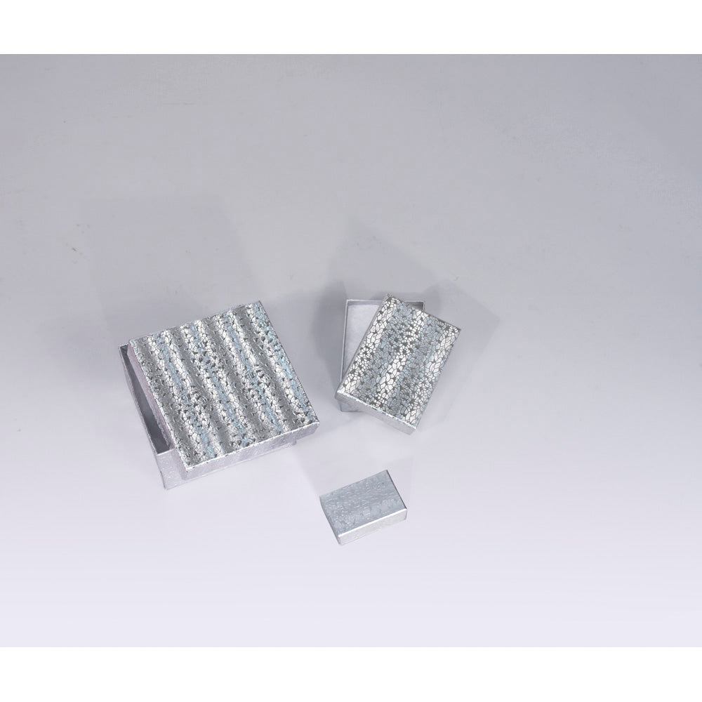 Deluxe Embossed Cotton-Filled Box - Silver Texture