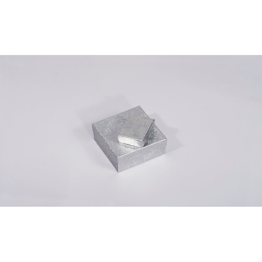 Deluxe Embossed Cotton-Filled Box - Silver Swirl