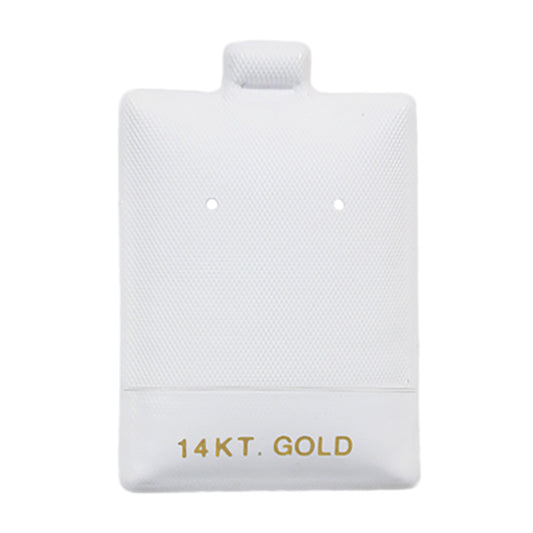 Puff Earring Card — C · 1 1/2 x 2" · White Card — 14KT. Gold