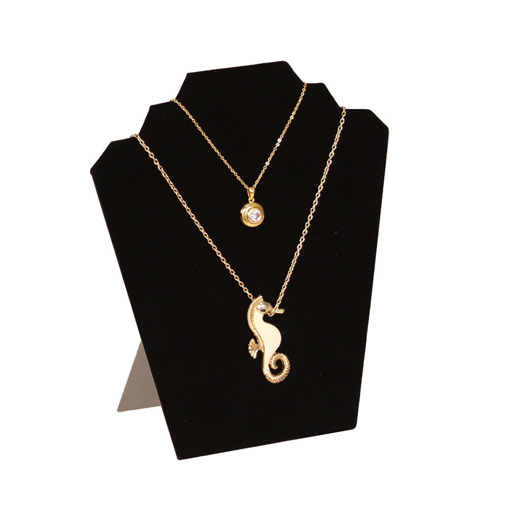 Modern Shoulder Necklace Stand — 6 7/8 x 3 7/8 x 7 3/8" H — Black Velvet