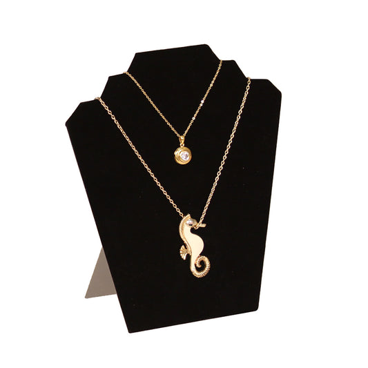 Modern Shoulder Necklace Stand — 6 7/8 x 3 7/8 x 7 3/8" H — Black Velvet