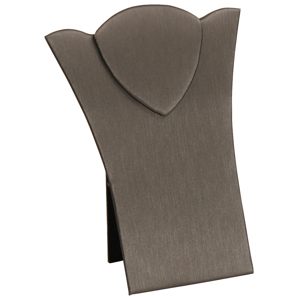 Necklace Display with Easel — 4 1/2 x 5 1/2" H (B) — Steel Grey Faux Leather