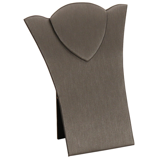 Necklace Display with Easel — 4 1/2 x 5 1/2" H (B) — Steel Grey Faux Leather