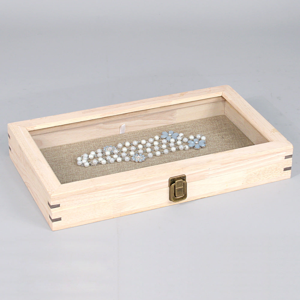 Glass-Top Wooden Case — Natural Wood