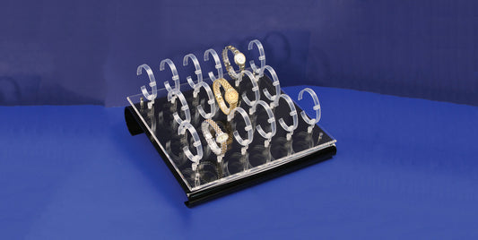 Acrylic Watch Display Stands — 17-Watch Display — 13 3/4 x 12 3/4 x 7" H — Clear Acrylic