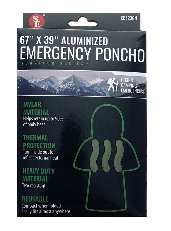 67"x39" Emergency Aluminized Poncho- 28um Thick