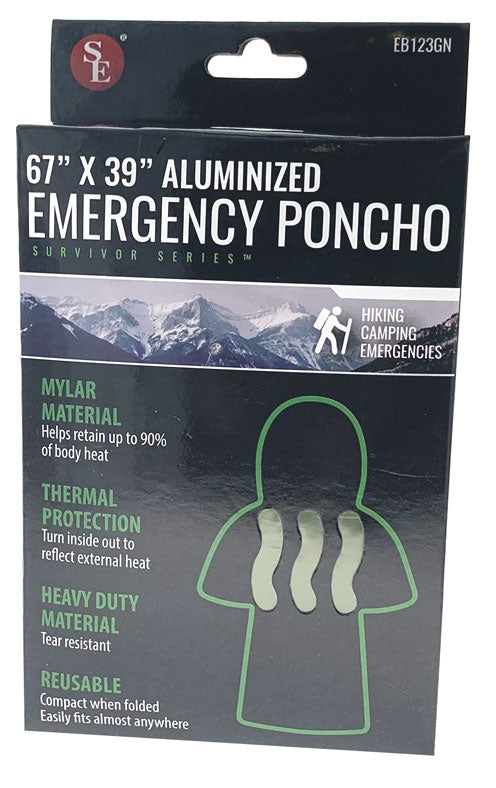 67"x39" Emergency Aluminized Poncho- 28um Thick