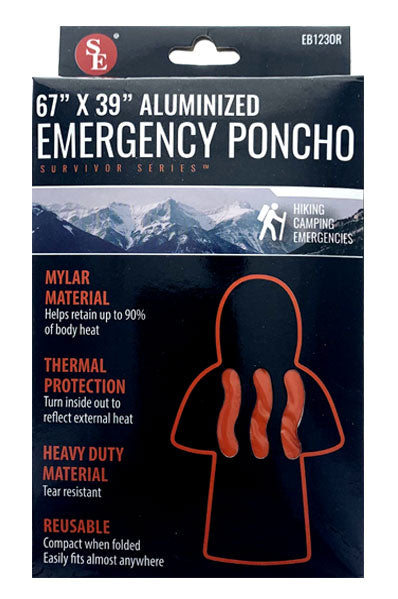 67"x39" Emergency Aluminized Poncho- 28um Thick