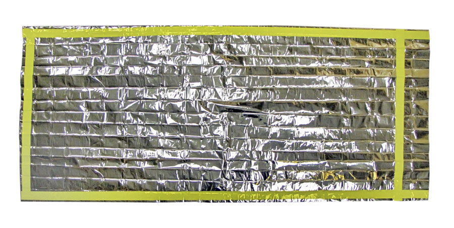 Emergency Sleeping Bag measuring 84" x 36", constructed from 24um thick Aluminized OPP Film.