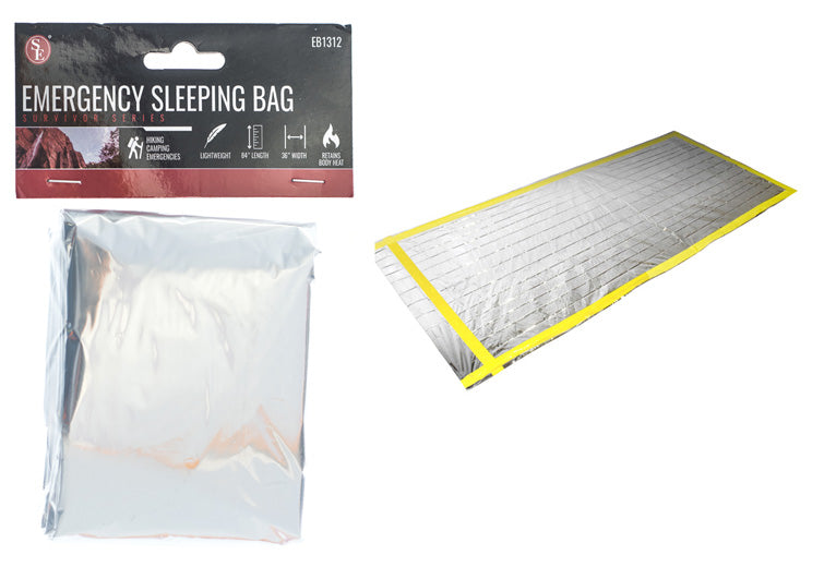 Emergency Sleeping Bag measuring 83" x 36", made of 12um thick Aluminized PET Film