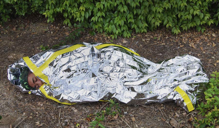 Emergency Sleeping Bag measuring 83" x 36", made of 12um thick Aluminized PET Film