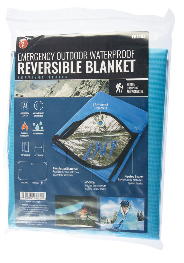 51"x 82" Emergency Outdoor Waterproof Reversible Blanket