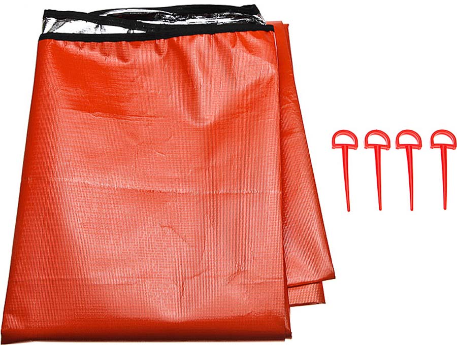 60" x 82" Extra Thick Double-Sided Thermal Reflective Blanket with 4 Stakes, in Bright Orange Color